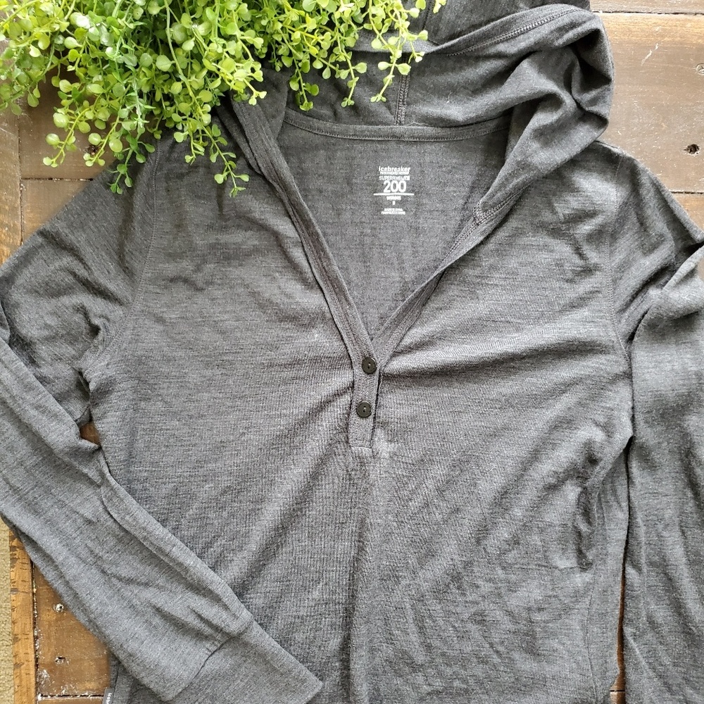 Icebreaker hooded long sleeve merino wool nwot